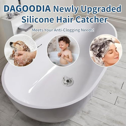 3Pcs Silicone Hair Catcher Shower Drain for Bathtub & Sink Trap/Strainer | 3 Pack Anti-Clog Collapsible Tub Protector Cover, Pet Hair Stopper fit 1 1/2" to 1 5/8'' Bathroom, Shower Stall & Sink Drains - color: Grayishwhite