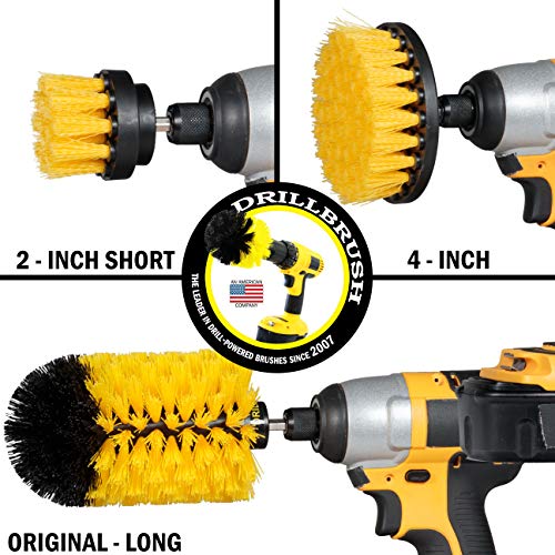 Drill Brush Yellow Bathroom Detailing Brush Set – Bathtub Shower Scrub Brush for Drill - Tile Grout Cleaning Tool - Shower Door Scrubber - Bath Tub Brush - House Cleaning Kit Spinning Scrub Brush - color: Yellow