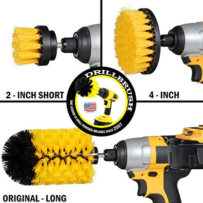 Drill Brush Yellow Bathroom Detailing Brush Set – Bathtub Shower Scrub Brush for Drill - Tile Grout Cleaning Tool - Shower Door Scrubber - Bath Tub Brush - House Cleaning Kit Spinning Scrub Brush - color: Yellow