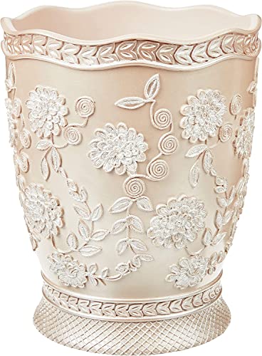 Zahari Home Decorative Trash Can for Bathroom, Office & Bedroom - 2.1 Gallons Stylish & Small Trash Can for Dorms, Desktop & Restroom - Chic Waste Basket for Compact Spaces, Rose Vine - color: Rose Vine