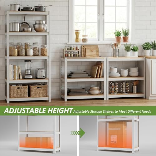 Durstruct 5 Tier 36" W×16" D×72" H White Shelving Unit Adjustable Metal Storage Utility Rack Heavy Duty Shelves Organization Multipurpose Shelf Kitchen Garage Pantry Closet Bathroom - size: 36" W x 16" D x 72" H