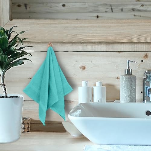 Luxury Hotel & Spa Ultra Soft Hand Towels 100% Turkish Cotton - Aqua Blue - Set of 4 - color: Aqua Blue, size: Hand Towel - Set of 4