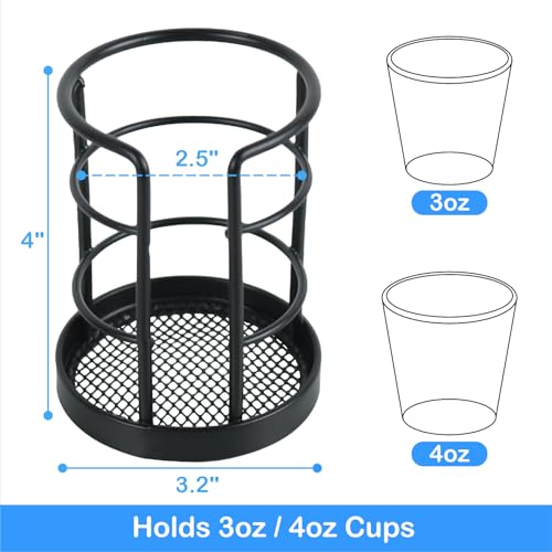 HillSpring Metal Bathroom Cup Dispenser, Sturdy Storage Holder for 3/4 oz Small Disposable Paper Cups, Black Paper Cup Dispenser for Mouthwash 2 Pack