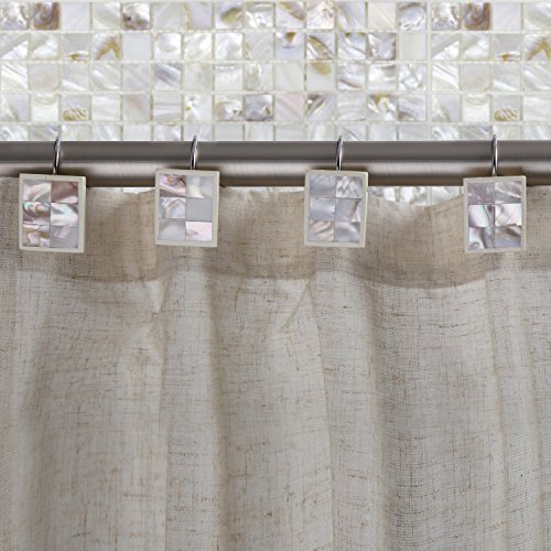 Creative Scents Milano Shower Curtain Hooks Decorative | Set of 12 | Mother of Pearl Shower Curtain Rings - style: Shower Curtain Hooks