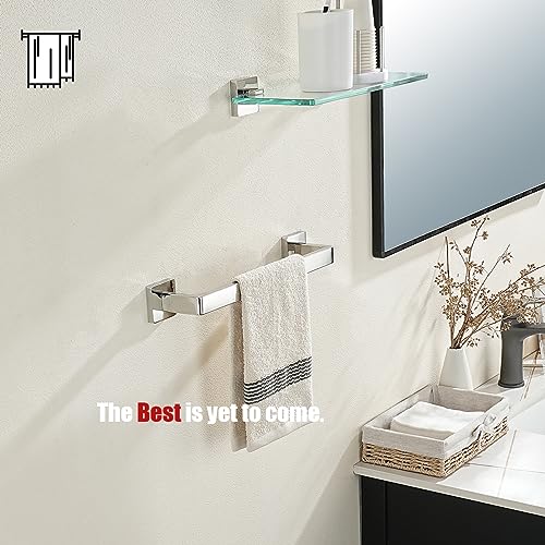 JQK Polished Towel Bar, Rounded Edges 18.41 Inch Towel Rack, 304 Stainless Steel Bathroom Wall Mount, Useable Length 16 Inch, TB250L16-CH - color: Polished Steel, size: 16.41 Inch