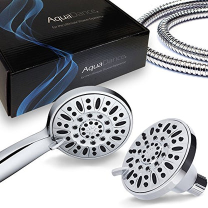AquaDance Total Chrome Premium High Pressure 48-setting 3-Way Combo for The Best of Both Worlds – Enjoy Luxurious 6-setting Rain Shower Head and 6-Setting Hand Held Shower Separately or Together | Enjoy Two 6-Setting Rain & Hand Showerheads Separately or