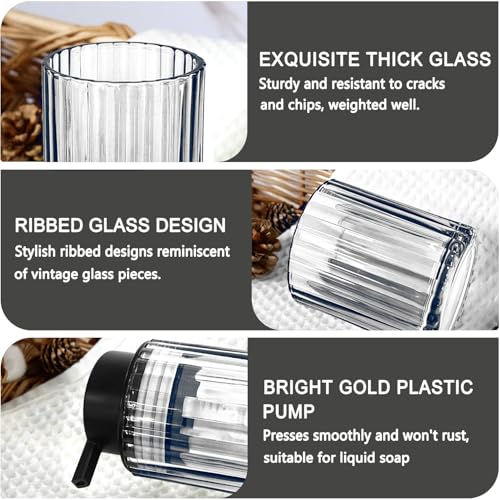 CERBIOR Bathroom Accessories Set, 4 PCS Glass Bathroom Set,Black Grey | Includes Soap Dispenser, Toothbrush Holder, Toothbrush Cup, Soap Dish for Decorative Countertop and Housewarming Gift - style: Black Grey