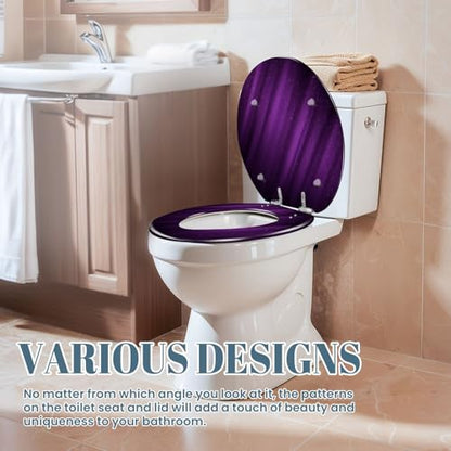 Elongated Toilet Seat Purple abstract Resin Toilet Seat Slow Quiet Close with Quick-Release Hinges Toilet Seat with Cover Easy to Clean Install - color: Color7, size: V-Elongated