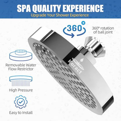 Shower Head High Pressure Rain Premium Luxury Design Anti-Clogging Silicone Nozzles Adjustable Replacement for Bathroom Shower Heads (Luxury Polished Chrome 6" Round) - color: Chrome
