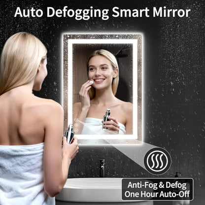 20"x28" LED Bathroom Mirror with Lights, Dimmable, Anti-Fog, Lighted Bathroom Vanity Mirror for Wall, Backlit + Front Lit, Memory Function, Shatter-Proof, Tempered Glass - size: 28"L x 20"W