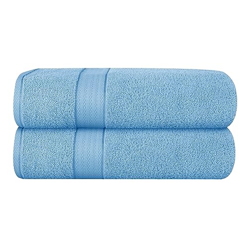 GLAMBURG 700 GSM Premium Cotton 2-Pack Oversized Extra Large Bath Sheet Set - 100% Combed Cotton - 2 Bath Sheets 35x70 - Luxury Hotel & Spa Quality - Durable Ultra Soft Highly Absorbent - Sky Blue - color: Sky Blue, size: 2 Pack 700 GSM Bathsheet