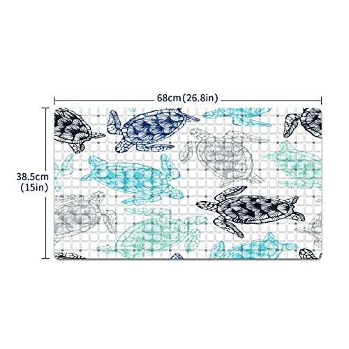 Bath Tub Mat Non Slip Shower Mat Colorful Hand Drawn Sea Turtle Extra Long Bathtub Mat 26.8x15 inches Bathroom Bath Mat with Suction Cups Drain Holes Machine Washable - color: Colorful Hand Drawn Sea Turtle