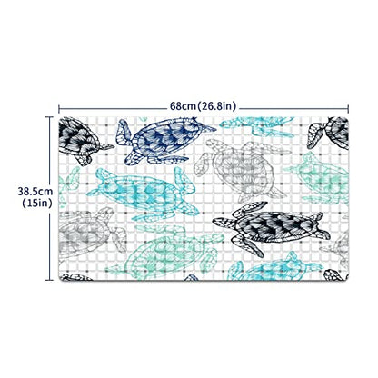 Bath Tub Mat Non Slip Shower Mat Colorful Hand Drawn Sea Turtle Extra Long Bathtub Mat 26.8x15 inches Bathroom Bath Mat with Suction Cups Drain Holes Machine Washable - color: Colorful Hand Drawn Sea Turtle