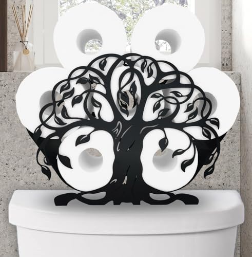 Metal Tree Toilet Paper Holders,FreeStanding Storage Tissue Paper Holders | Funny Animals Paper Holders for Indoor Bathrooms Kitchen,Toilet Rolls Tissue Storage Fit 8 Rolls,Practical and Convenient - color: Treeb 14.3"lx4.5"wx9.4"h