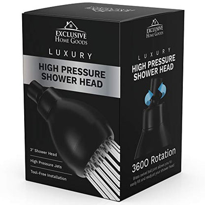 High Pressure Shower Head Matte Black - Powerful Deluxe Bathroom Showerhead with Strong Spray Stream and Small Silicone Nozzles - Universal Fit Works with High and Low Water Flow Showers-2.5 GPM - color: Matte Black, size: 2.5 GPM