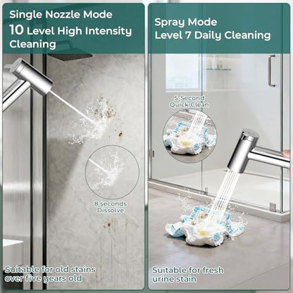 Handheld Bidet Sprayer for Toilet, Adjustable Water Pressure Control Rotary Switch with Bidet Hose, Exclusive Single Nozzle High Pressure Mode for Cleaning Stubborn Stains, Chrome-1 - color: Chrome-1