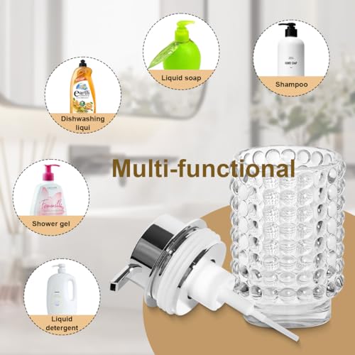 Foaming Soap Dispenser, Clear Glass Foam Soap Dispenser with Silver Pump, 12 Oz Refillable Bathroom Lotion Container Pump Bottle for Bathroom Kitchen Countertop - color: Transparent and Silver