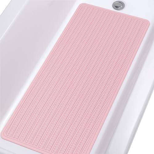OTHWAY Bathtub Mat Non Slip, Extra Long Rubber Bath Mat for Tub, Machine Washable Shower Anti Slip Mat with 332 Strong Suction Cups (Pink, 36" x 17") - color: Pink, size: 36" x 17" (Rectangular)