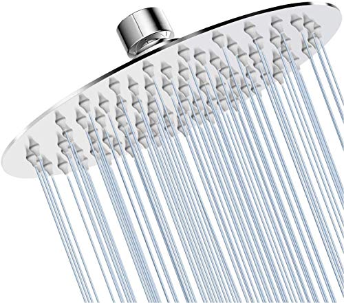 Round 6 Inch Stainless Steel Shower Head High Pressure Rainall Shower Head Chrome Ultra Thin Design-Best Pressure Boosting with Silicone Nozzle Easy to Install - color: Chrome, size: Round