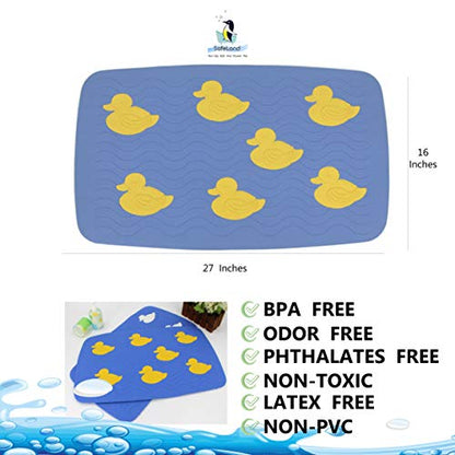 SafeLand Patented Non-Slip Bath, Tub, Baby Mat, TPR Material, Eco-Friendly, Non-PVC, Color Combo, Machine Washable, No-Odor, with Powerful Gripping Suction Cups, Duck-31 (16"x27") - color: Duck White