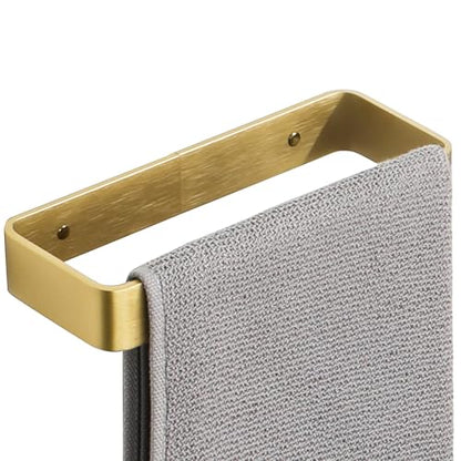 SAYAYO Brushed Gold Hand Towel Holder for Bathroom Wall, 8 Inch Self Adhesive Towel Bar Hand Towel Rack Square Heavy Duty - color: Gold, size: 8 Inch