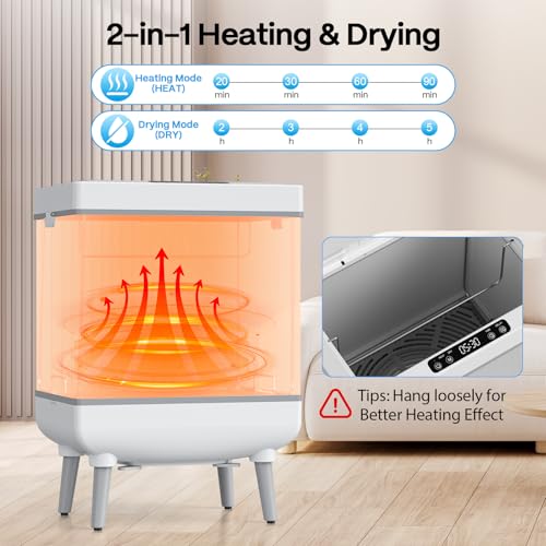 Jripae 35L Towel Warmers for Bathroom, Foldable Towel Warmer, Bucket Hot Towel Warmer Spa with Dryer, Delay Timer & Dry/Heat Modes - Fits Robe, Blanket or Large Towels, PJ's