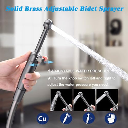 SonTiy Handheld Bidet Sprayer for Toilet, Cloth Diaper Sprayer Set Hand Held Bidet Jet Spray for Toilet with Backflow Preventer, Adjustable Water Pressure Control, Brass, Black Stainless - color: Black Stainless
