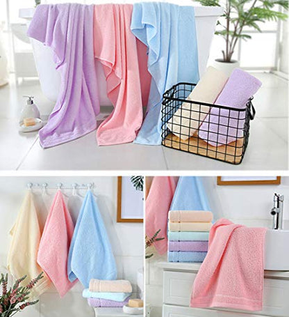 Cotton Washcloth Towel Set 6 Pack, Cotton 30x14 Inch Bath Towels - Highly Absorbent, Lint-Free & Quick Dry for Bathroom, Hotel, Spa, Kitchen, Gym and Travel