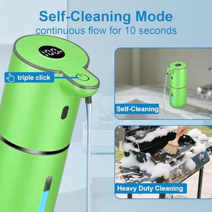 OHIFAST Automatic Liquid Soap Dispenser Touchless, USB Rechargeable Smart Hand Soap Dispenser, 6-Level Adjustable, 12.8oz/380mL Wall Mounted for Bathroom Kitchen Accessories Dish Soap-Green - color: Green, style: Liquid