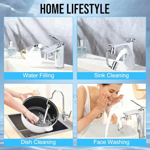1440° Swivel Faucet Extender Rotatable Faucet Aerator Extension Sink Aerator with 2 Modes splash Guard Multi Functional Universal Mechanical Arm for Bathroom Kitchen Skin Face Eye Wash