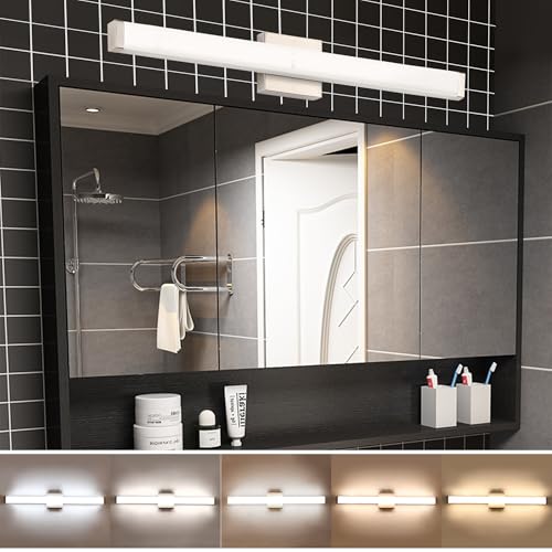 Bathroom Vanity Light Brushed Nickel Square LED 24 inch 14W 4000K Natural White Light Wall Bar Lighting Fixtures Over Mirror (Brushed Nickel, 33.5 inch 5CCTDimmable) - color: Brushed Nickel, size: 33.5 inch 5CCTDimmable