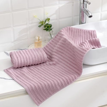sense gnosis Mauve Waffle Hand Towel 13 x 29 Inch, 2 Pieces | Super Soft 100% Cotton Terry Striped Pattern Ultra Absorbent Bathroom Hand Towels - color: Pink-purple