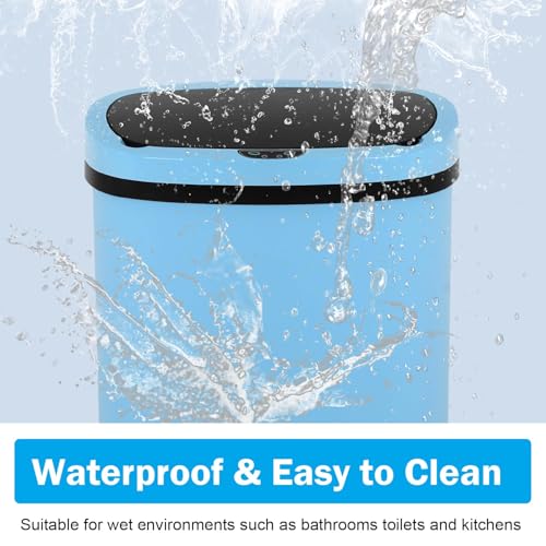 13 Gallon Motion Sensor Kitchen Trash Can, 50L Automatic Sensor Trash Can, Smart Waste Bin with Lid for Kitchen, Bathroom, Bedroom, Home Office, Quiet Open & Easy Clean (Blue) - color: Blue, style: 1 pack