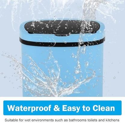 13 Gallon Motion Sensor Kitchen Trash Can, 50L Automatic Sensor Trash Can, Smart Waste Bin with Lid for Kitchen, Bathroom, Bedroom, Home Office, Quiet Open & Easy Clean (Blue) - color: Blue, style: 1 pack