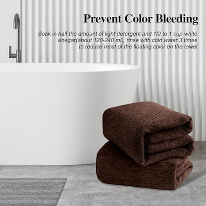 SEISSO Bath Towels, Extra Absorbent & Quick Drying Lightweight Fiber Towels, Premium Big Soft Bath Towel for Fitness, Spa, Sports Towels, Yoga Towel, Brown(4 Pack) - color: Brown