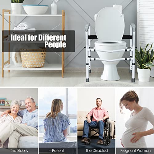 Toilet Safety Rail - Adjustable Free Standing Toilet Armrest with 360° Rotatable Clip, Supports Up to 300 LBS, Ideal for Elderly & Disabled for Enhanced Stability and Safety.