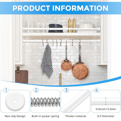 2 Pack Spring Tension Curtain Rod 17 to 28 Inch, DIY Small Curtain Rods No Drill for Window Cupboard Closet Kitchen Cabinets, White - color: White, size: 17" to 28"-2Pcs