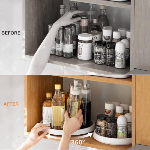 Lazy Susan Turntable Organizer 2 Pack - 10" Rotating Spice Rack Trays | Features a smooth 360-degree rotating design for effortless access to items in deep cabinets, pantries, and fridges. - size: 10 inch