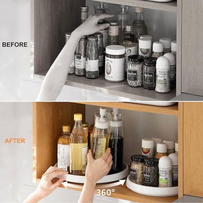 Lazy Susan Turntable Organizer 2 Pack - 10" Rotating Spice Rack Trays | Features a smooth 360-degree rotating design for effortless access to items in deep cabinets, pantries, and fridges. - size: 10 inch