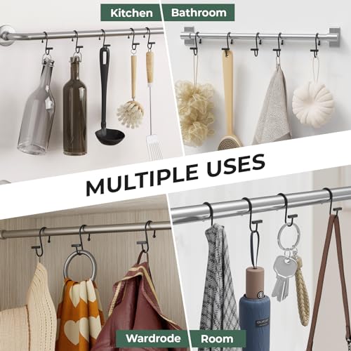 Bathway Shower Curtain Hooks, Black Shower Curtain Rings Rust Proof, 12PCS Shower Hooks for Shower Curtain, T-Bar Design Convenient Elegant Shower Curtain Hangers for Bathroom Kitchen Wardrobe - color: Black