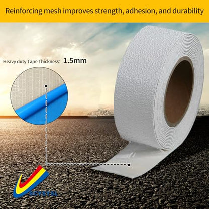 Reflective Pavement Marking Tape Slip-Resistant and Durable, Heavy-Duty Rubber Base for Outdoor Applications, Perfect for Driveways, Walkways, and Parking Areas (White, 2 Inch X 18 Feet) - size: 2 Inch x 18 Feet