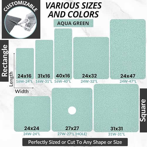 Enkosi Loofah Shower Mat Non Slip – Square Anti Slip Bath Mat for Inside Showers, Bathtub, Tub, Bathroom - Cushioned, Quick Dry PVC with Drain Holes - Secure Grip Safety Pad (Aqua Green 24x24) - color: Aqua Green, size: 24" x 24" (Square)
