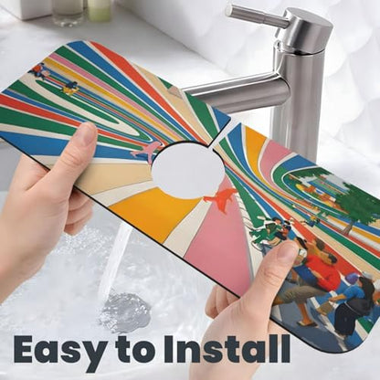 Beatles Come Together Abbey Road Kitchen sink faucet pad, strong water absorption, anti slip, easy to clean, very suitable for splash and drip prevention, suitable for kitchens and bathrooms - color: Beatles Come Together Abbey Road