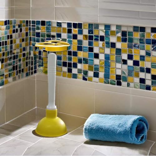 NewFerU Drain Plunger, Small 4-Inch Sink Clog Remover, Mini Hand Unclogger | Rubber Cup Plumber Helper, Force Tiny Compact Tool with 9 inch Short Handle for Kitchen Bathroom, Toilet, Shower, Bath Tub - color: Yellow