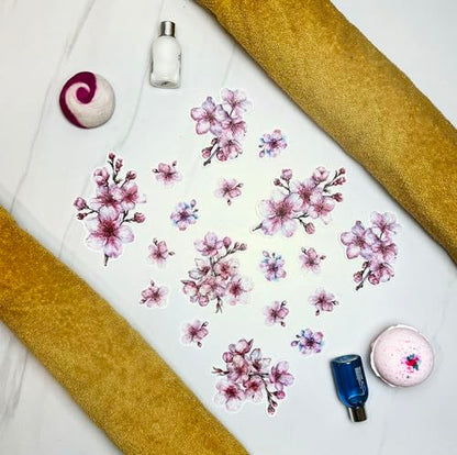 Handmade NON SLIP BATHTUB STICKERS, 18 PCS Sakura Cherry Blossom Decals, Alternative to Shower Mat, Waterproof Adhesives, Anti Slip Shower Stickers, Tubs, Stairs - Safety Tub Non Slip Stickers