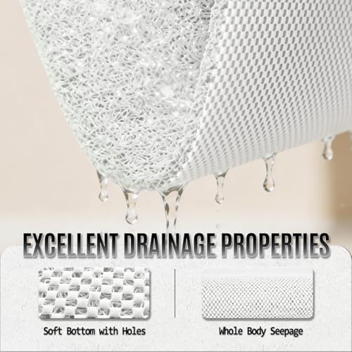 24 * 24in Shower Mat Bathtub Mat Non Slip | Bathmats Non Slip, Quick Drying Foot Scrubber Loofah Mats for Inside Shower, Tub, Bathroom, Home, White - color: White, size: 24" x 24" (Rectangular)