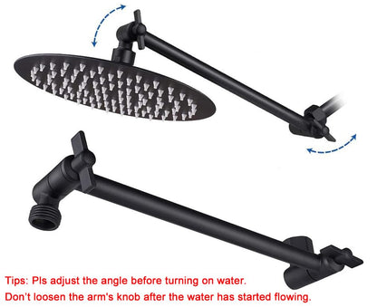 NearMoon Rain Shower Head with 11'' Adjustable Arm, High Pressure Stainless Steel Rainfall Shower, Ultra-Thin Design - Pressure Boosting (8 Inch, Matte Black) - color: Matte Black, size: 8 Inch