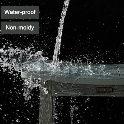 HDPS Shower Bench for Inside Shower, Gray Waterproof Shower Stool for Shaving Legs, Poly Lumber Shower Chair Seat with Handles & Shower Head Holder, Bathroom Shower Foot Rest Stool with Storage Shelf - color: Gray Shower Bench