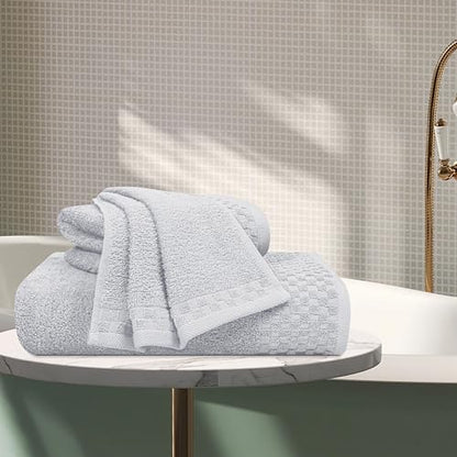 MyOwn Ultra Soft 3 Pack Cotton Towel Set, Contains a Bath Towels 28x55 inch, a Hand Towels 16x24 inch & a Wash Coths 12x12 inch, Ideal Everyday use, Compact & Lightweight - Light Grey - color: Light Grey, size: 3 Pack Set