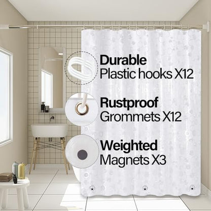 Plastic Shower Liner - Premium EVA Thickened Shower Curtain Liner with Rustproof Grommets and 3 Weighted Magnets, Waterproof Shower Curtain for Bathroom… (5G-Circular Pattern, 72”*72”) - color: 5g-circular Pattern, size: 72”*72”